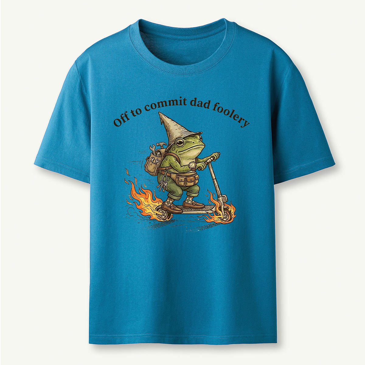 Dad Foolery Frog on Fire Scooter T-Shirt