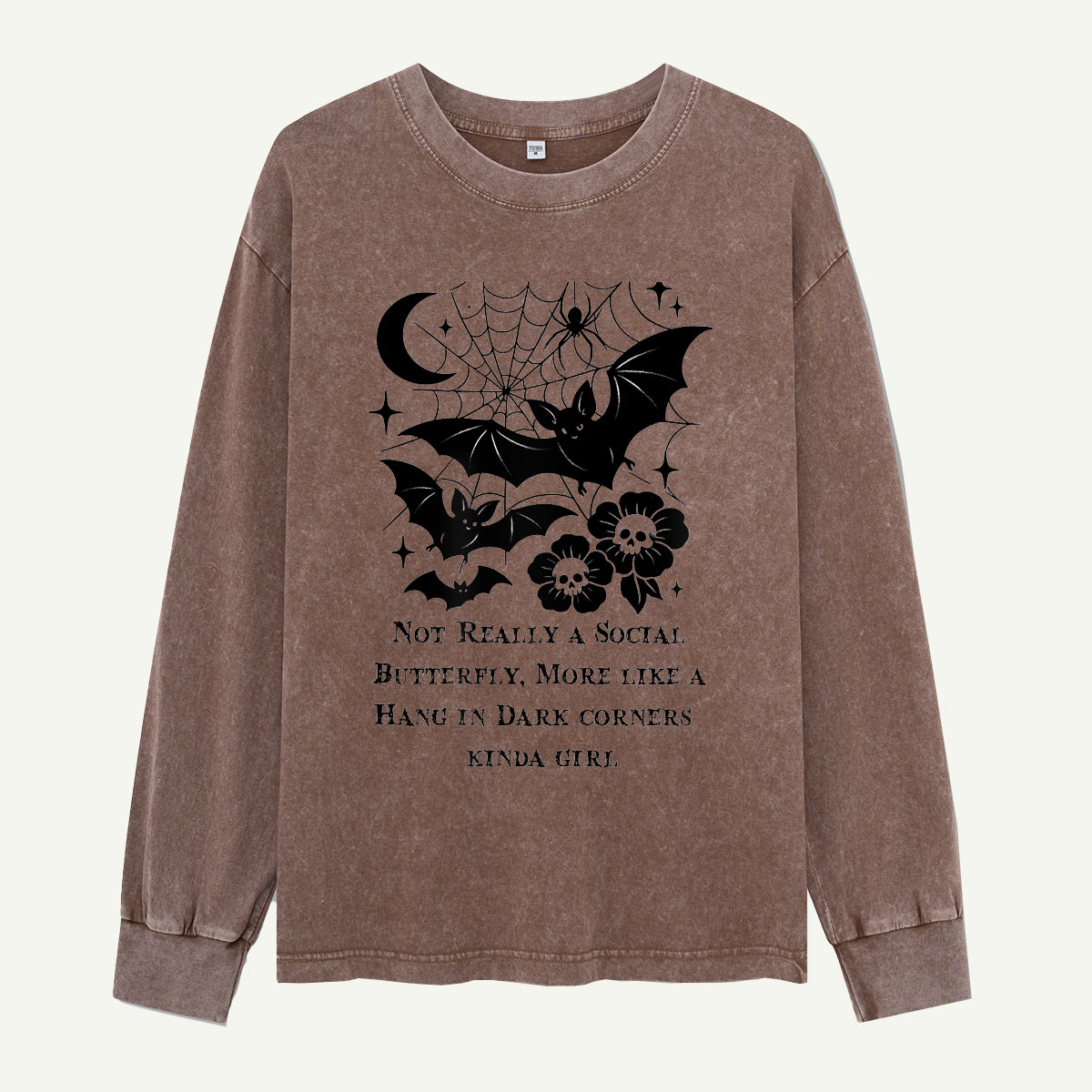 Hang In Dark Corners Kinda Girl Bats Washed Long Sleeves