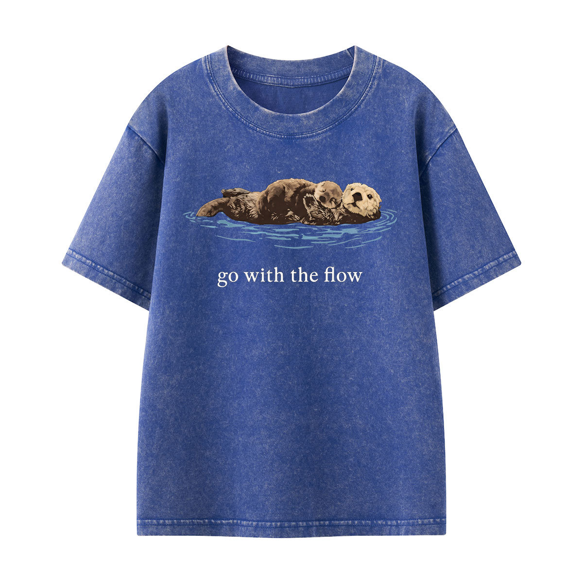 Go With The Flow Sea Otter Wildlife Nature Kids Washed T-Shirt