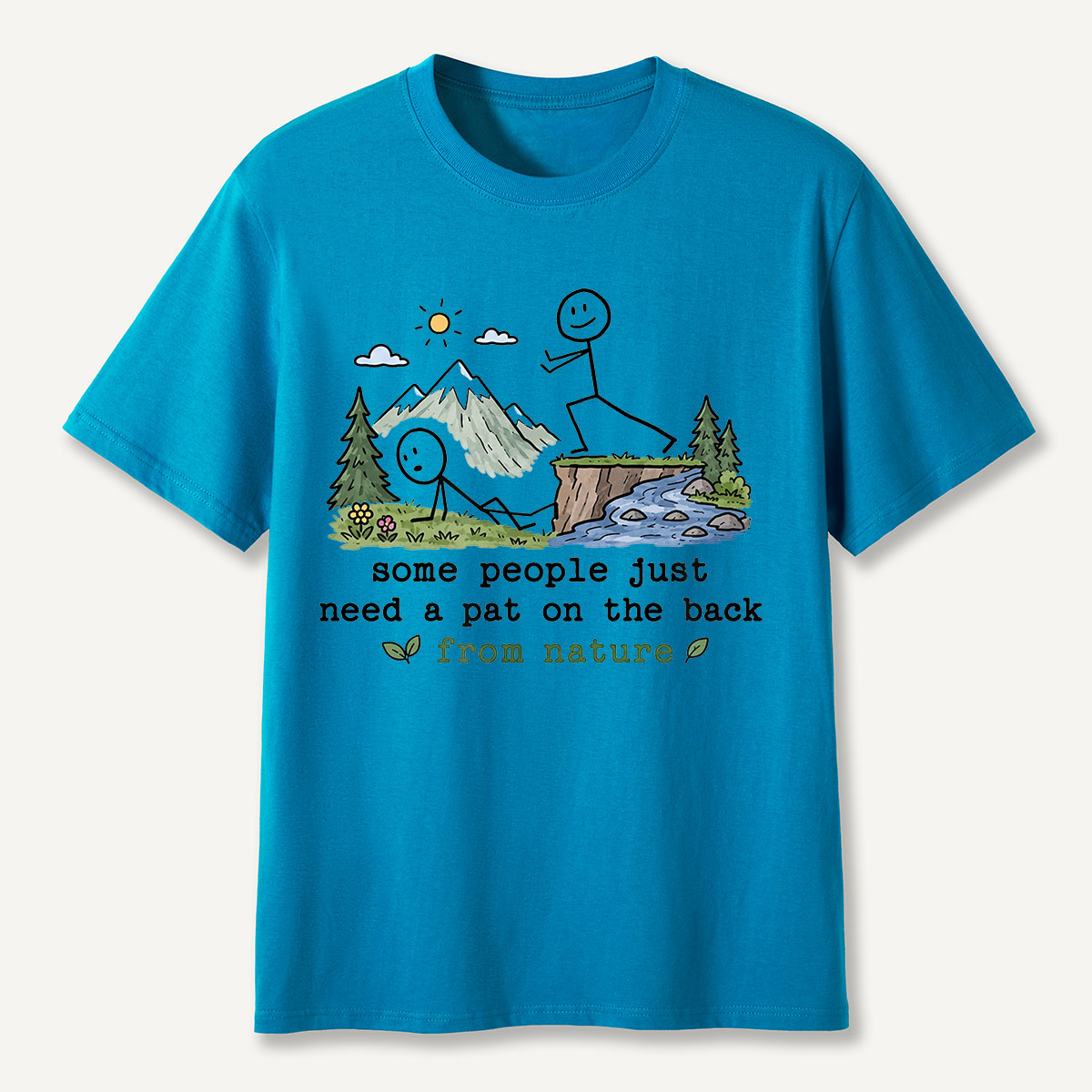 Pat on the Back from Nature Stick Figure Hiking T-Shirt
