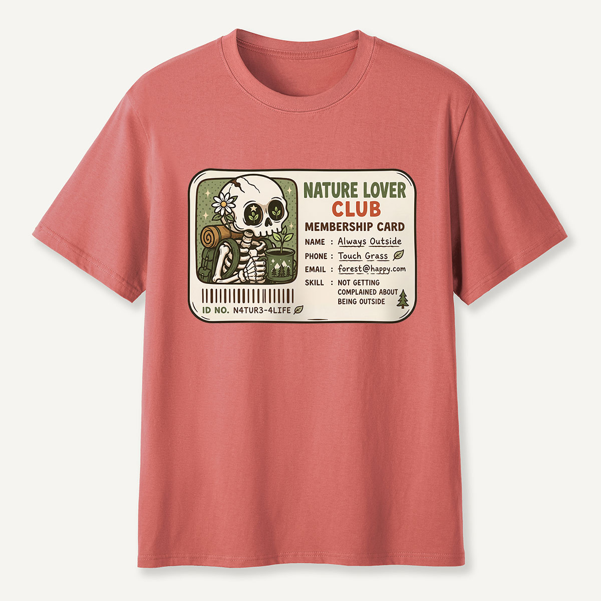 Nature Lover Club Skeleton Membership Card T-Shirt
