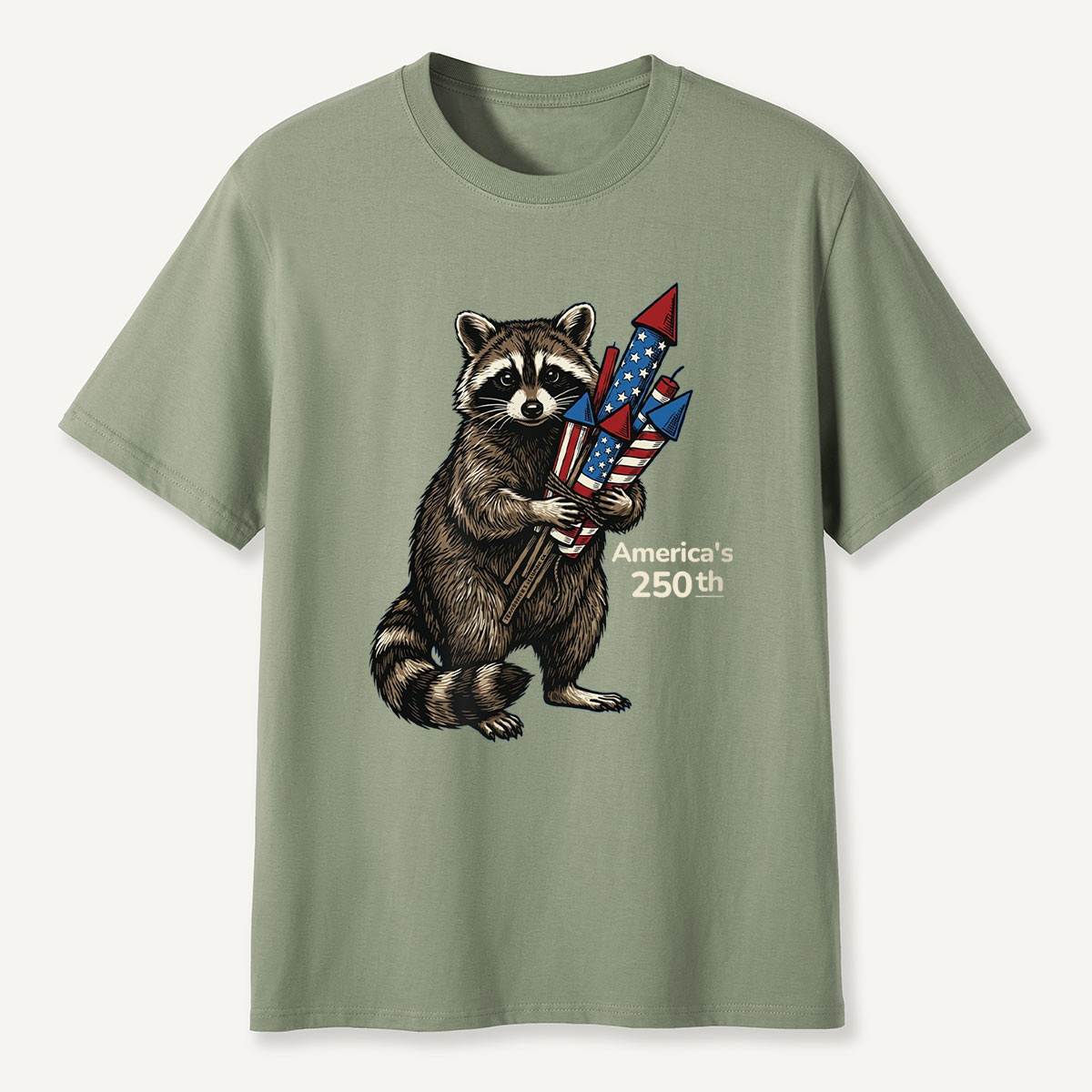 Raccoon America’s 250th Fireworks T-Shirt