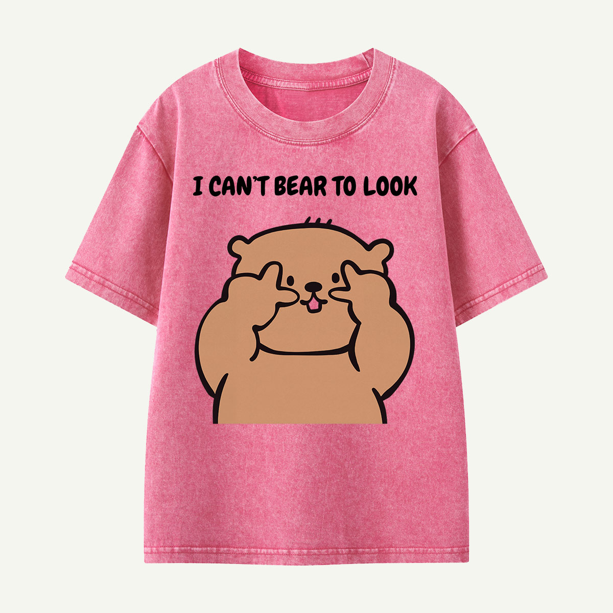 I Can’t Bear to Look Funny Bear Kids Washed T-Shirt