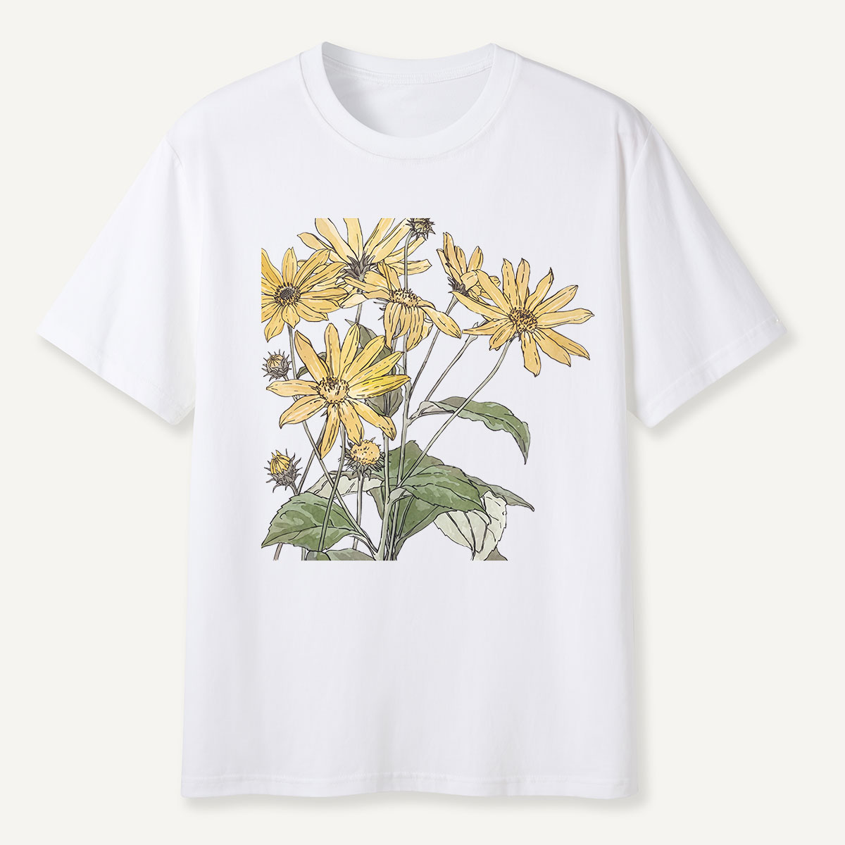 Yellow Wildflowers Botanical Illustration T-Shirt