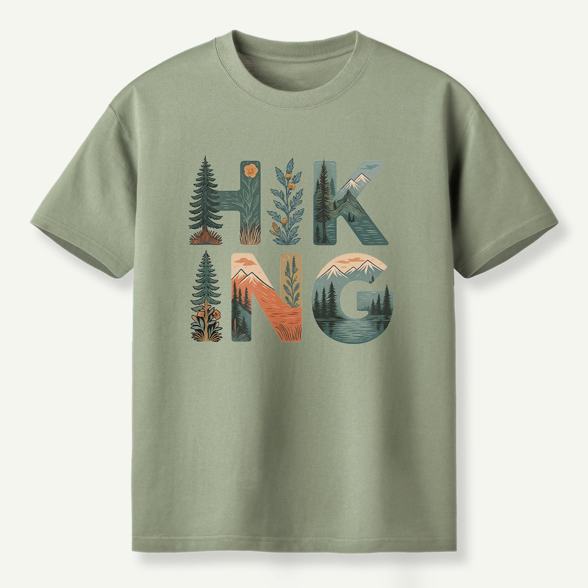 Hiking Forest Letter Art T-Shirt