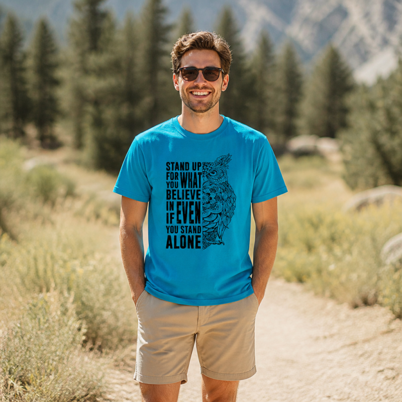 Stand Up for What You Believe Owl Half Mandala T-Shirt