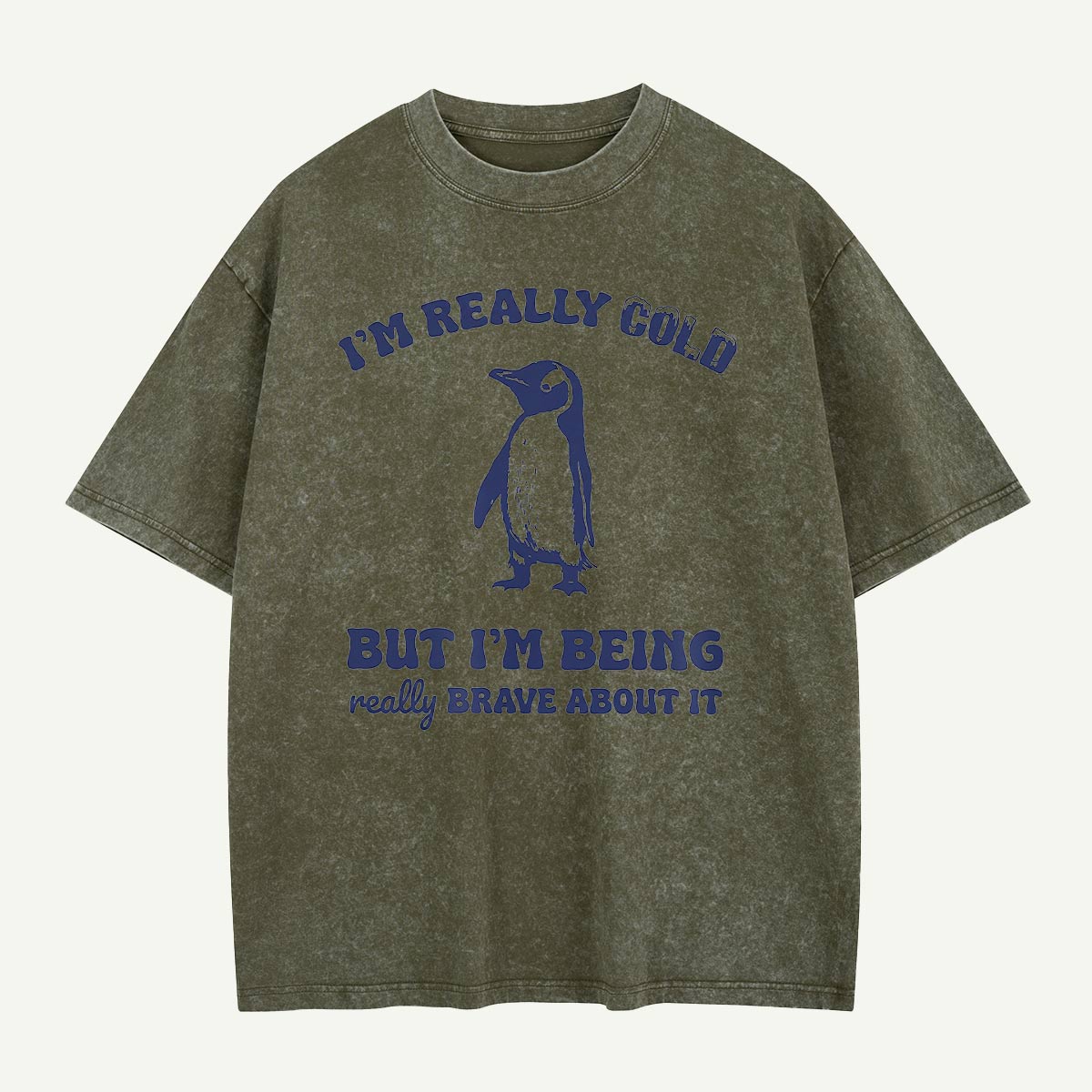 Really Cold Really Brave Penguin Washed T-Shirt