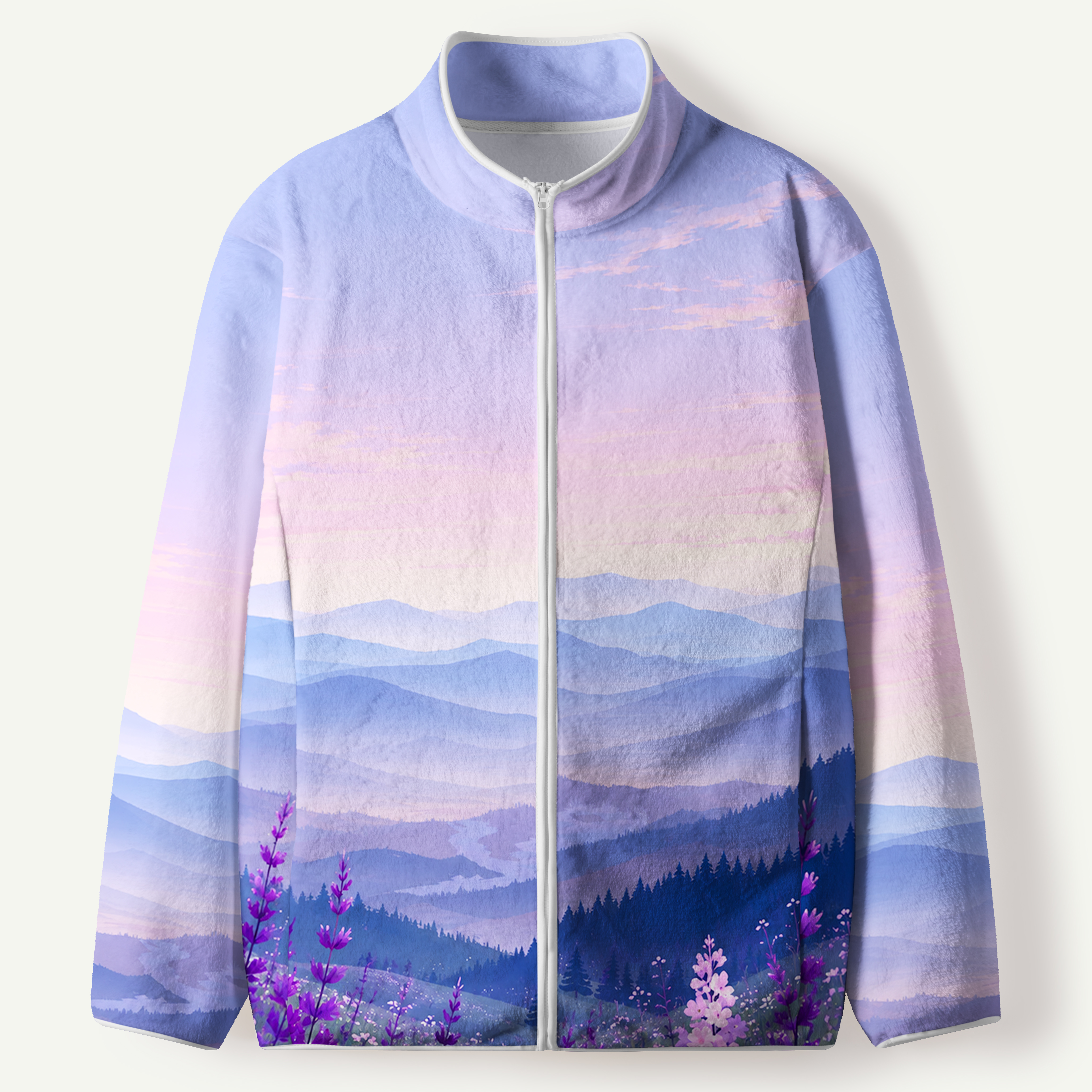 Purple Wildflower Mountain Valley Women's Flannel Zip Front Cardigan