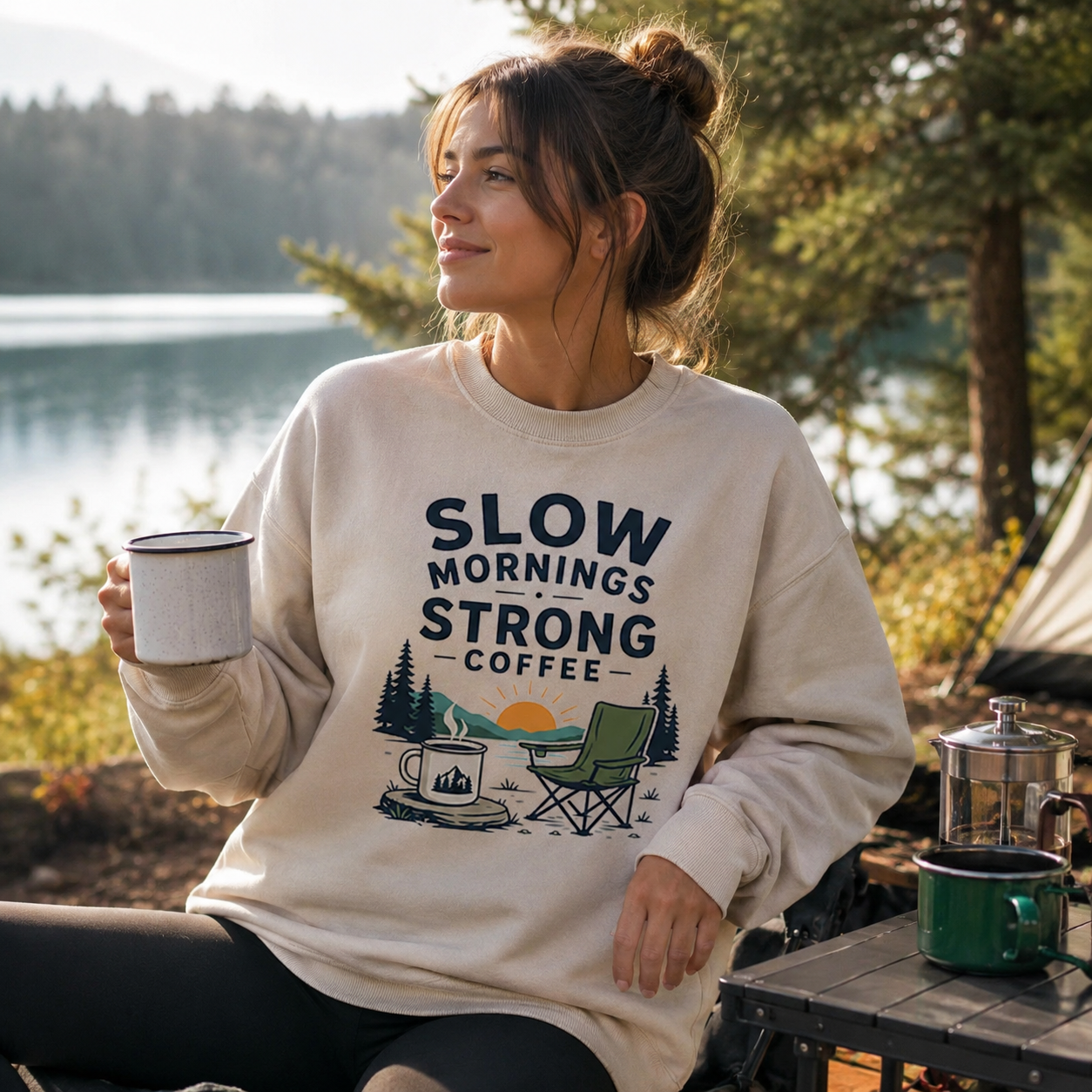 Slow Mornings, Strong Coffee, No Rush Washed Sweatshirts
