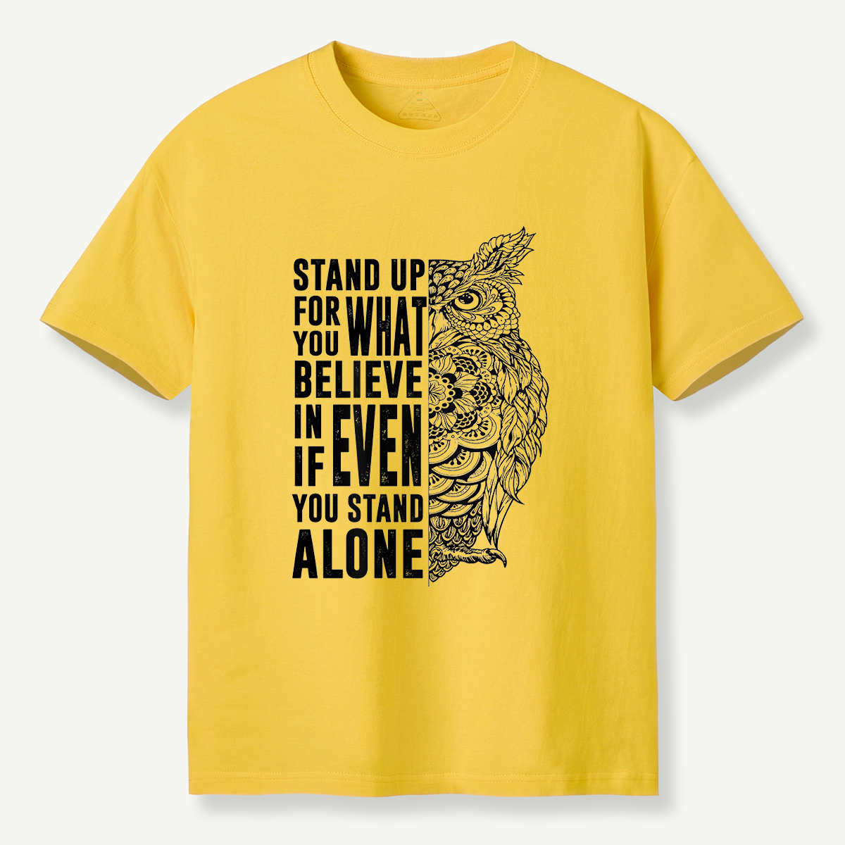 Stand Up for What You Believe Owl Half Mandala T-Shirt