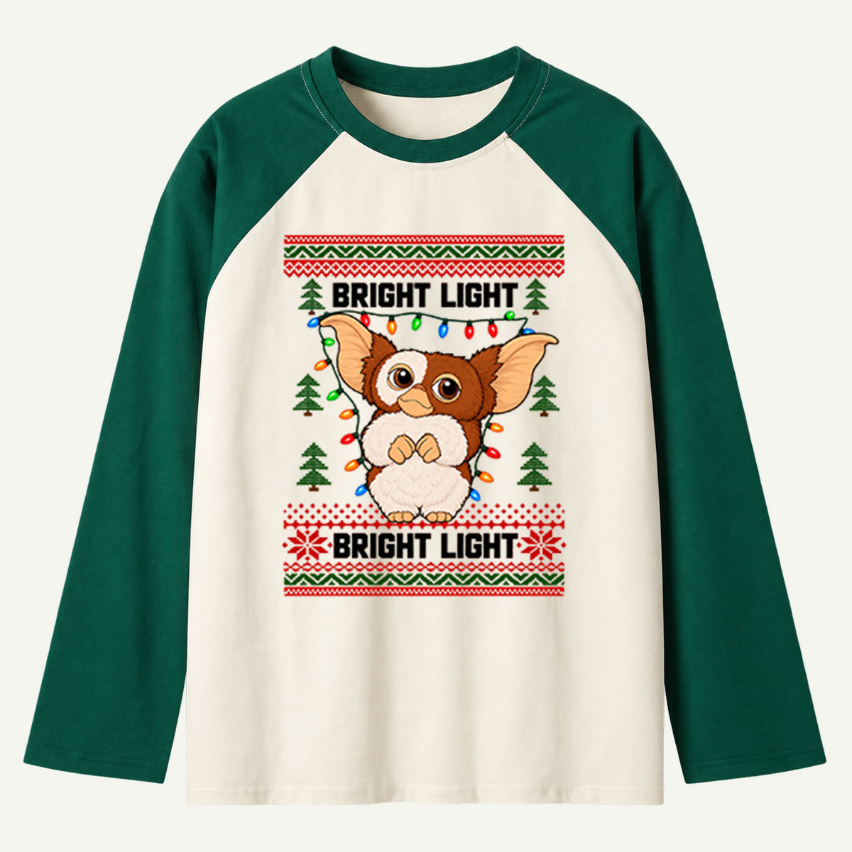 Bright Light Bright Light Cute Christmas Mogwai Raglan Long Sleeves