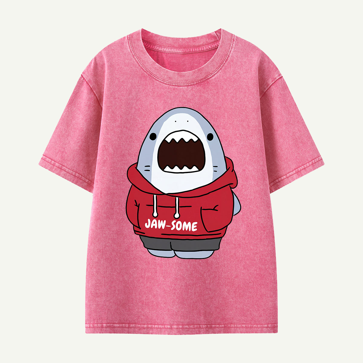 Jaw-some Shark Hoodie Kids Washed T-Shirt