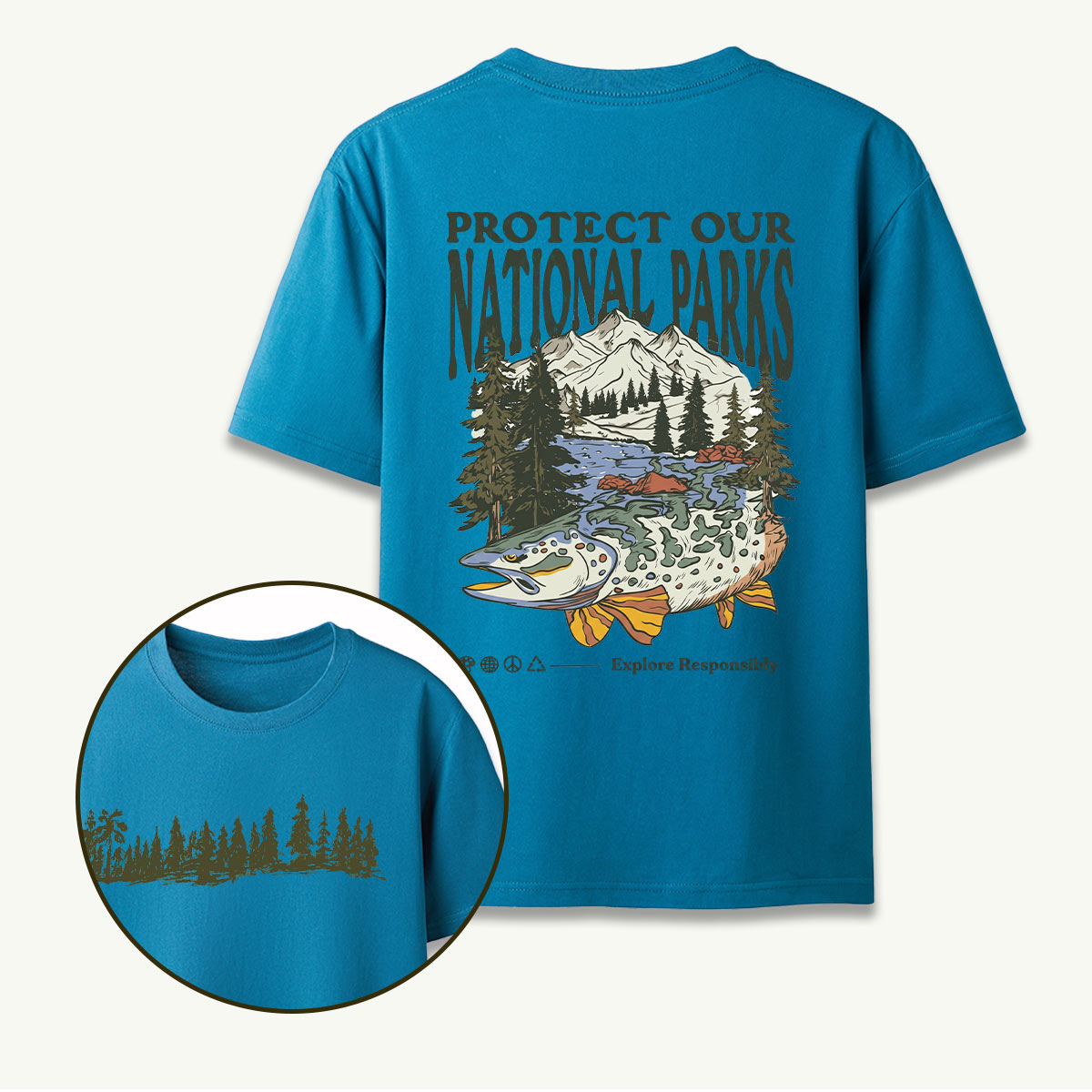 Nature Hiking Explorer Mountain Fish T-Shirt