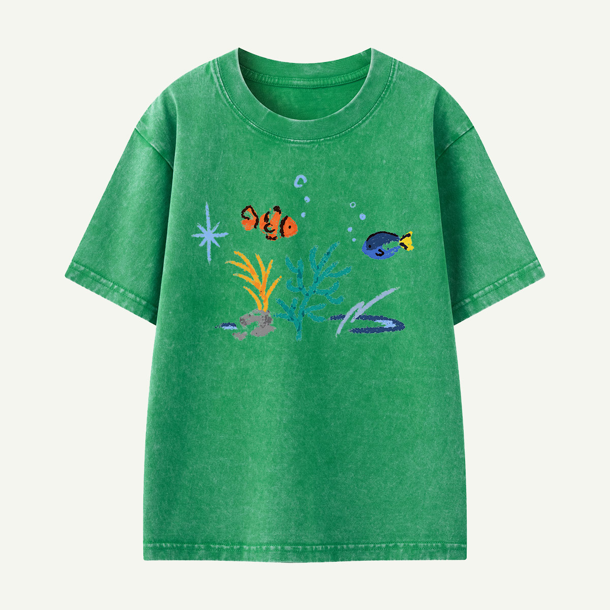 Colorful Reef Fish Underwater Kids Washed T-Shirt