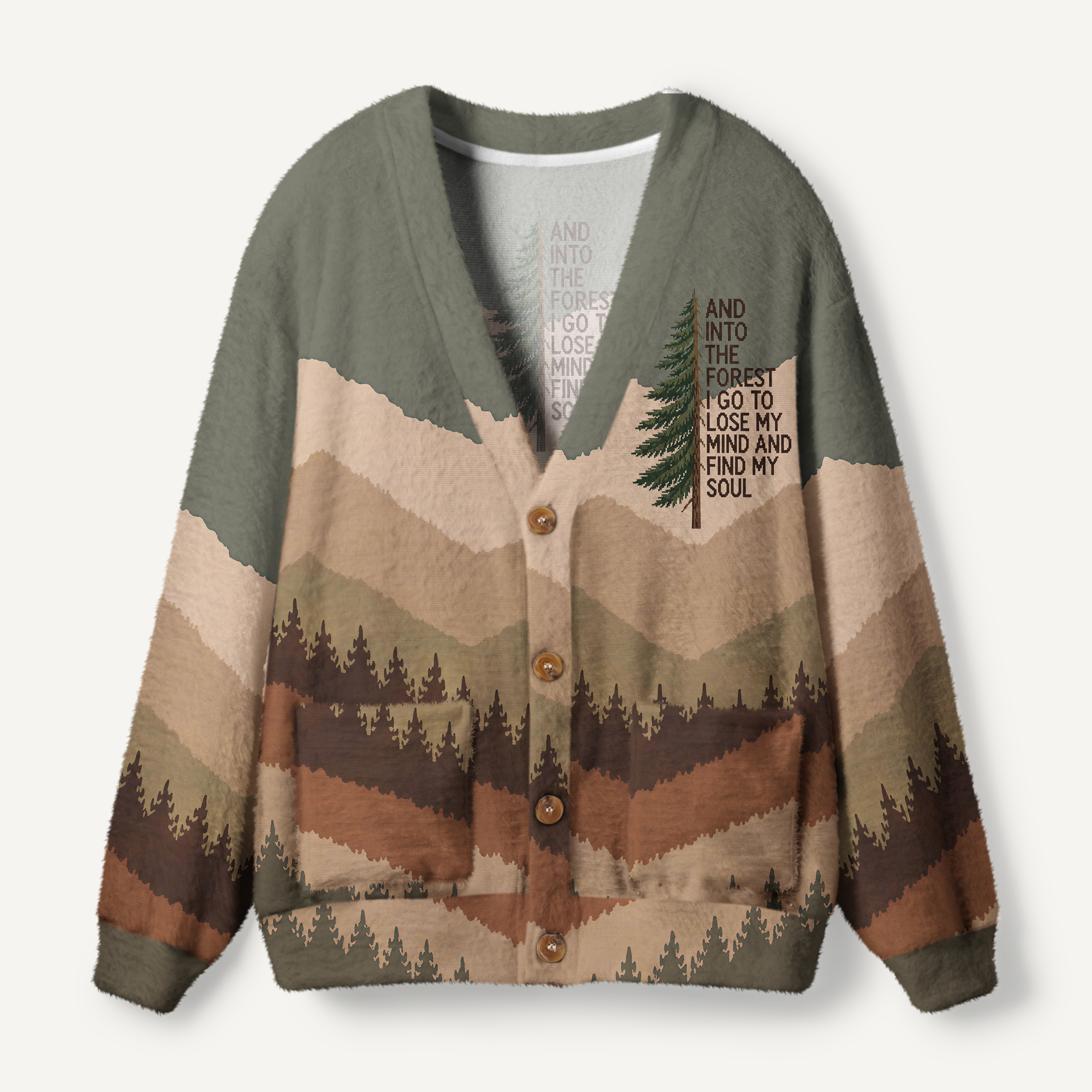 And Into The Forest I Go To Lose My Mind And Find My Soul Mountain Forest Front Patch Pocket Cardigan