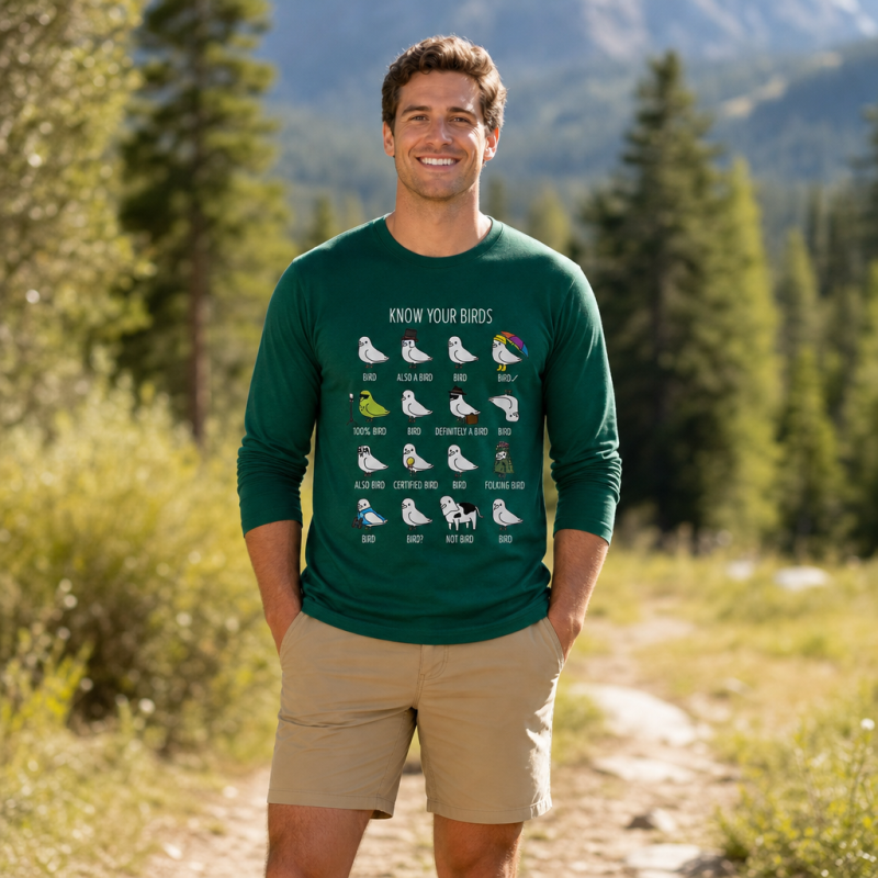 Know Your Birds Bird Chart Long Sleeve T-Shirt