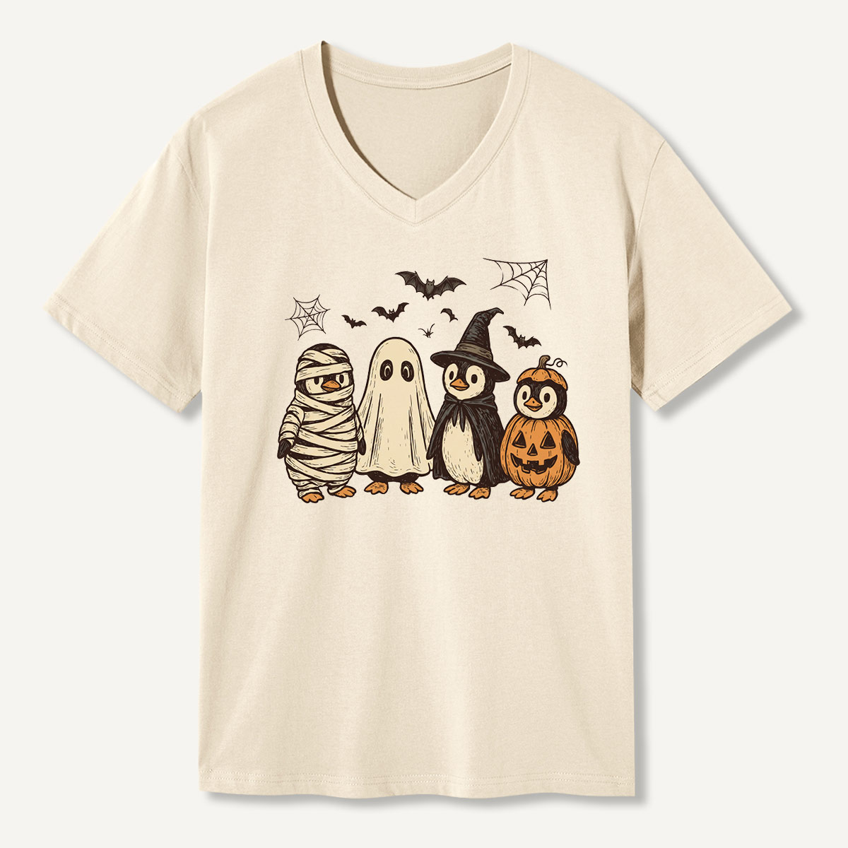 Halloween Penguin Costume Parade V-neck T-Shirt