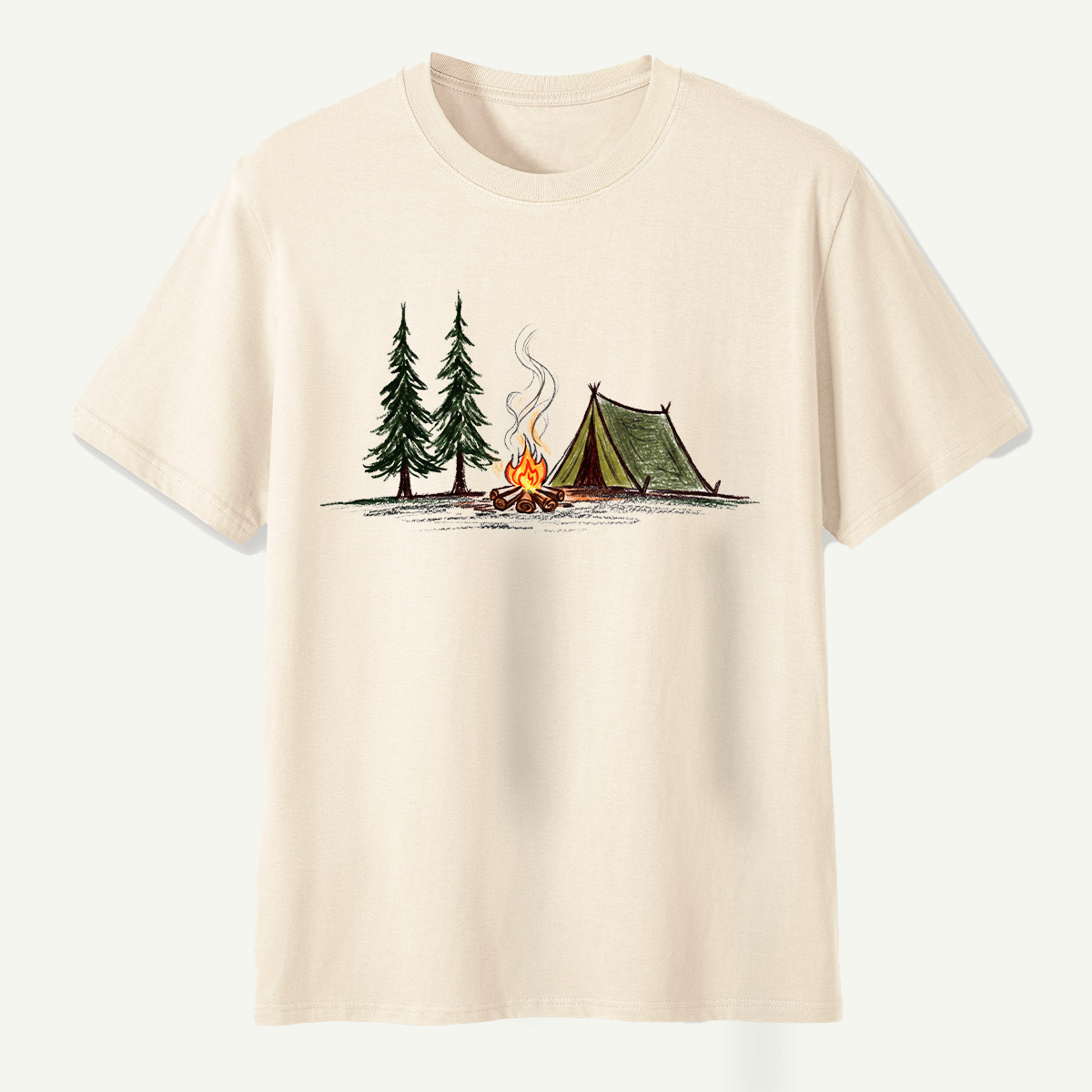 Campfire Tent Pine Forest Escape T-Shirt