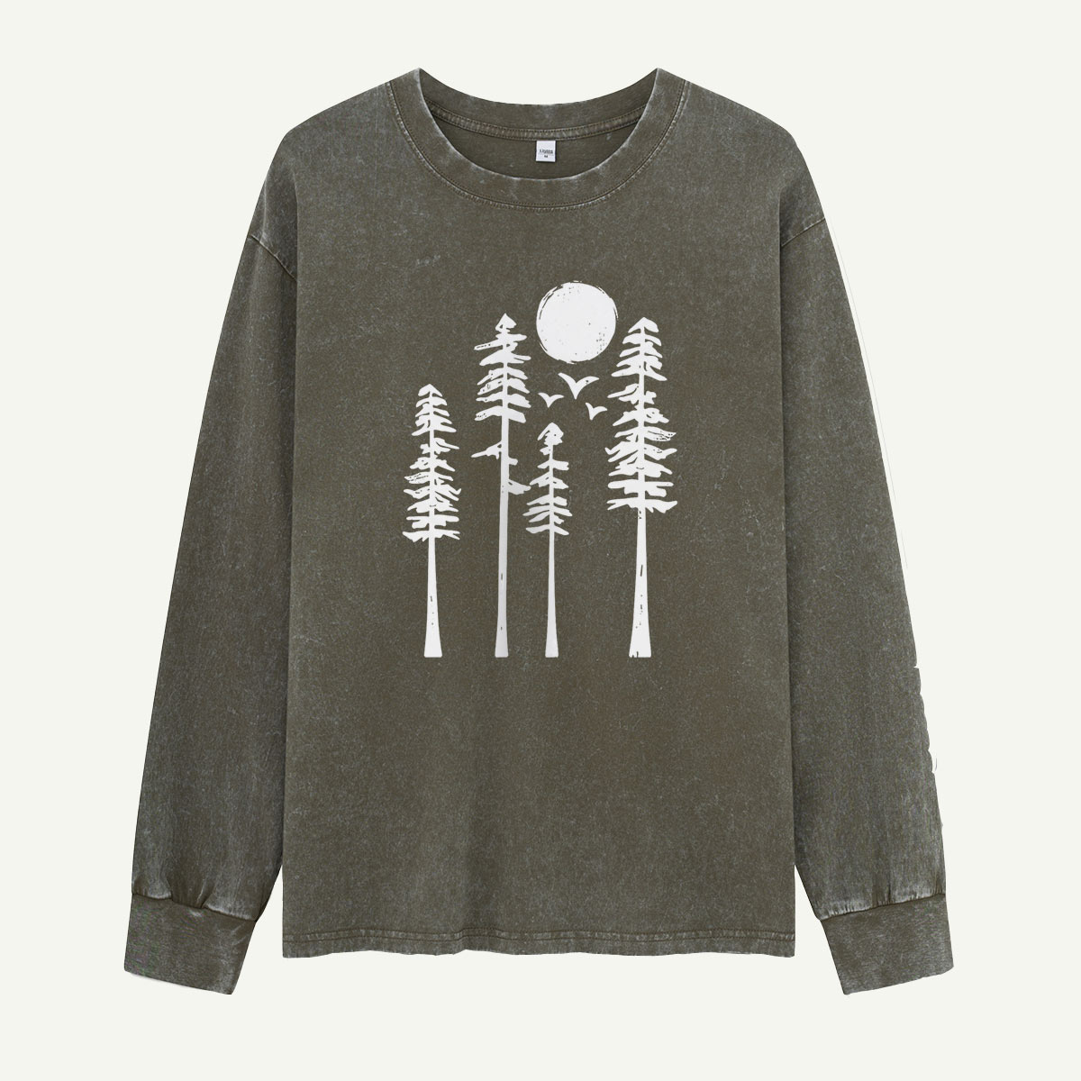 Moon Over the Pine Trees Washed Long Sleeves