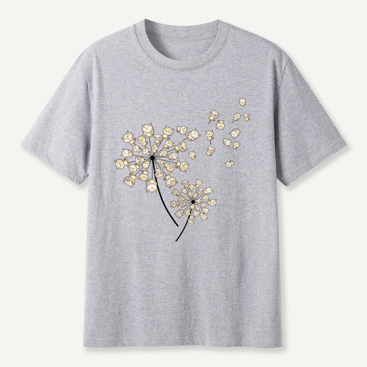 Owl Blossom Tree Dandelion Style T-Shirt