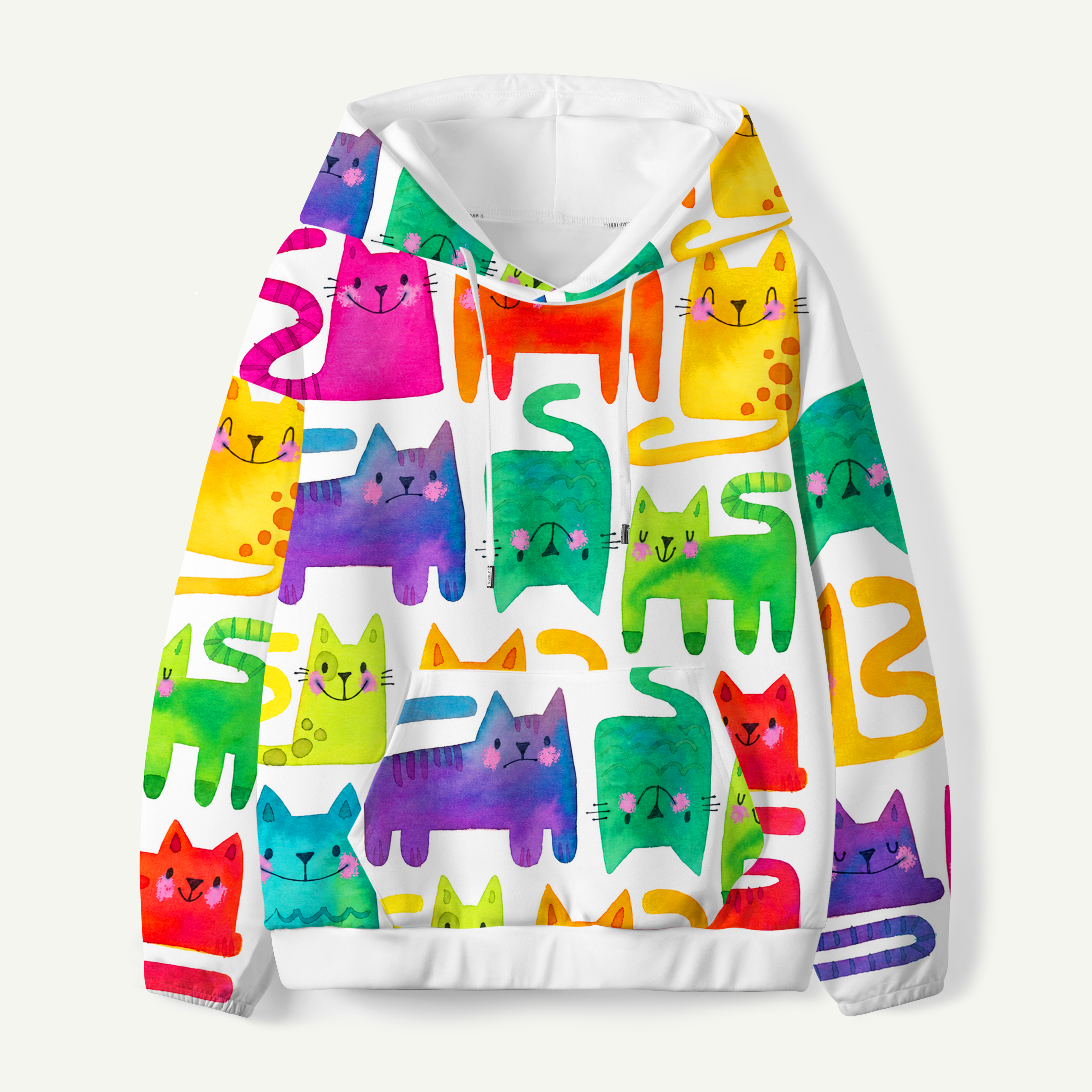 Colorful Cat Faces Pop Art Kids All-over Printed Hoodie