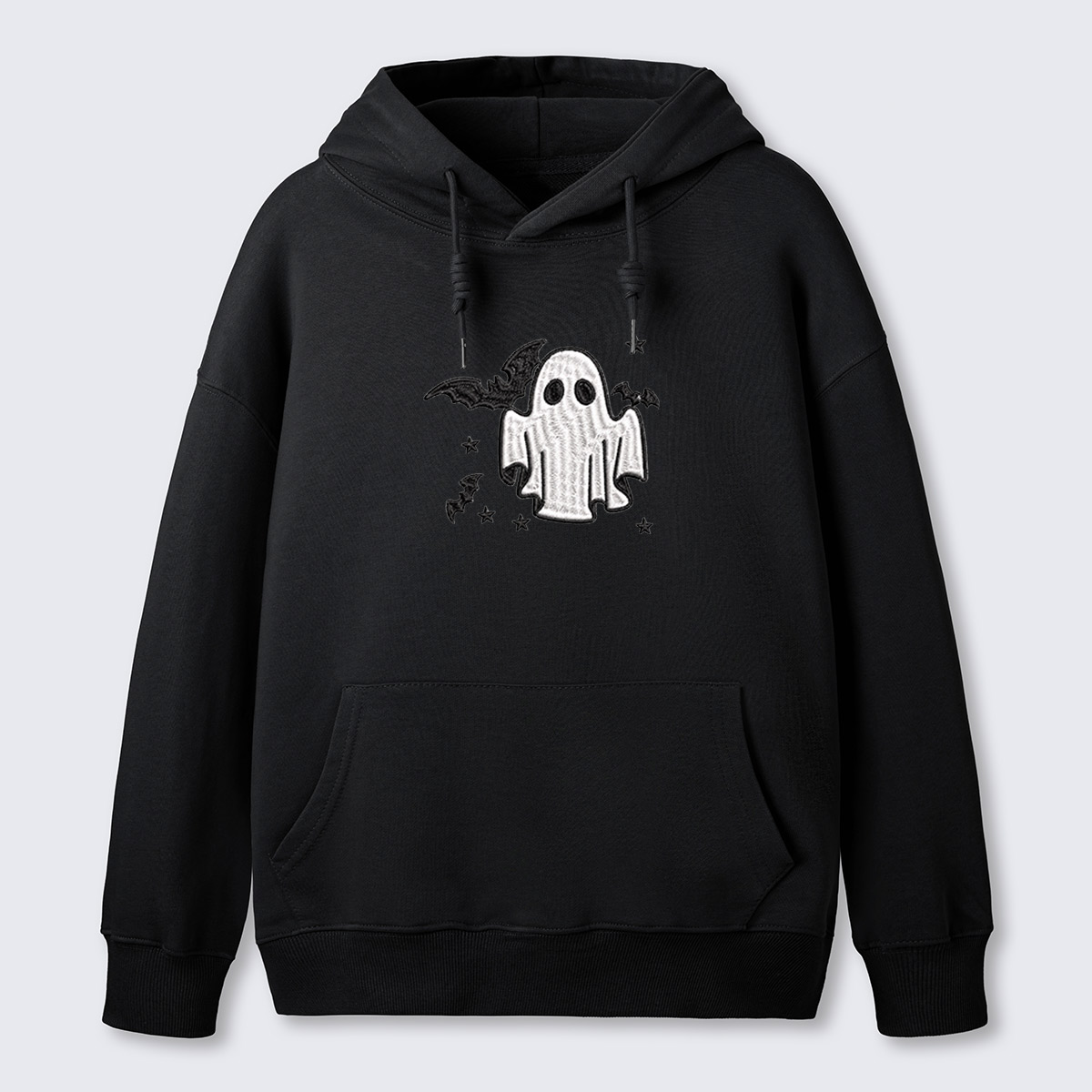 Tiny Ghost Embroidered Cotton Hoodie