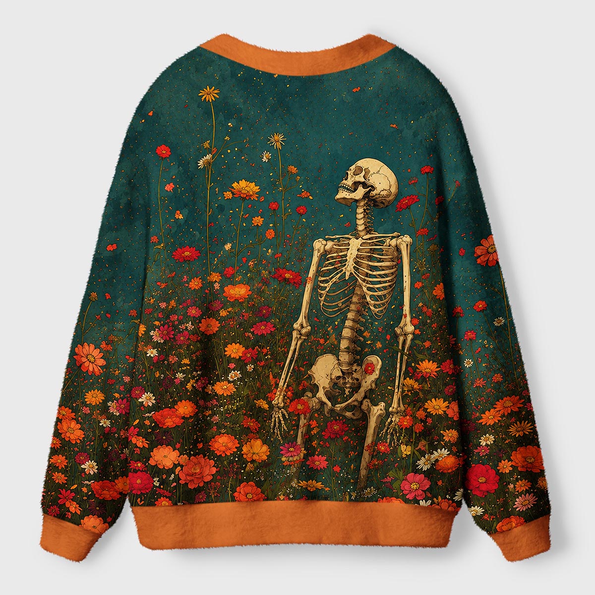 Skeleton Wildflower Halloween Ugly Cardigan Sweaters