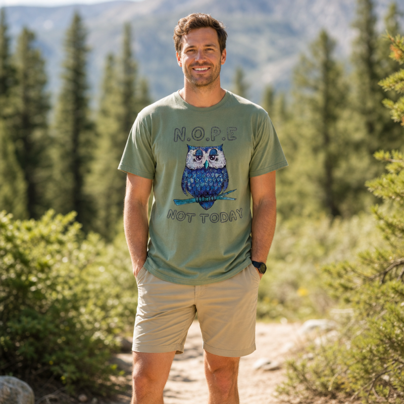 N.O.P.E Not Today Blue Owl T-Shirt