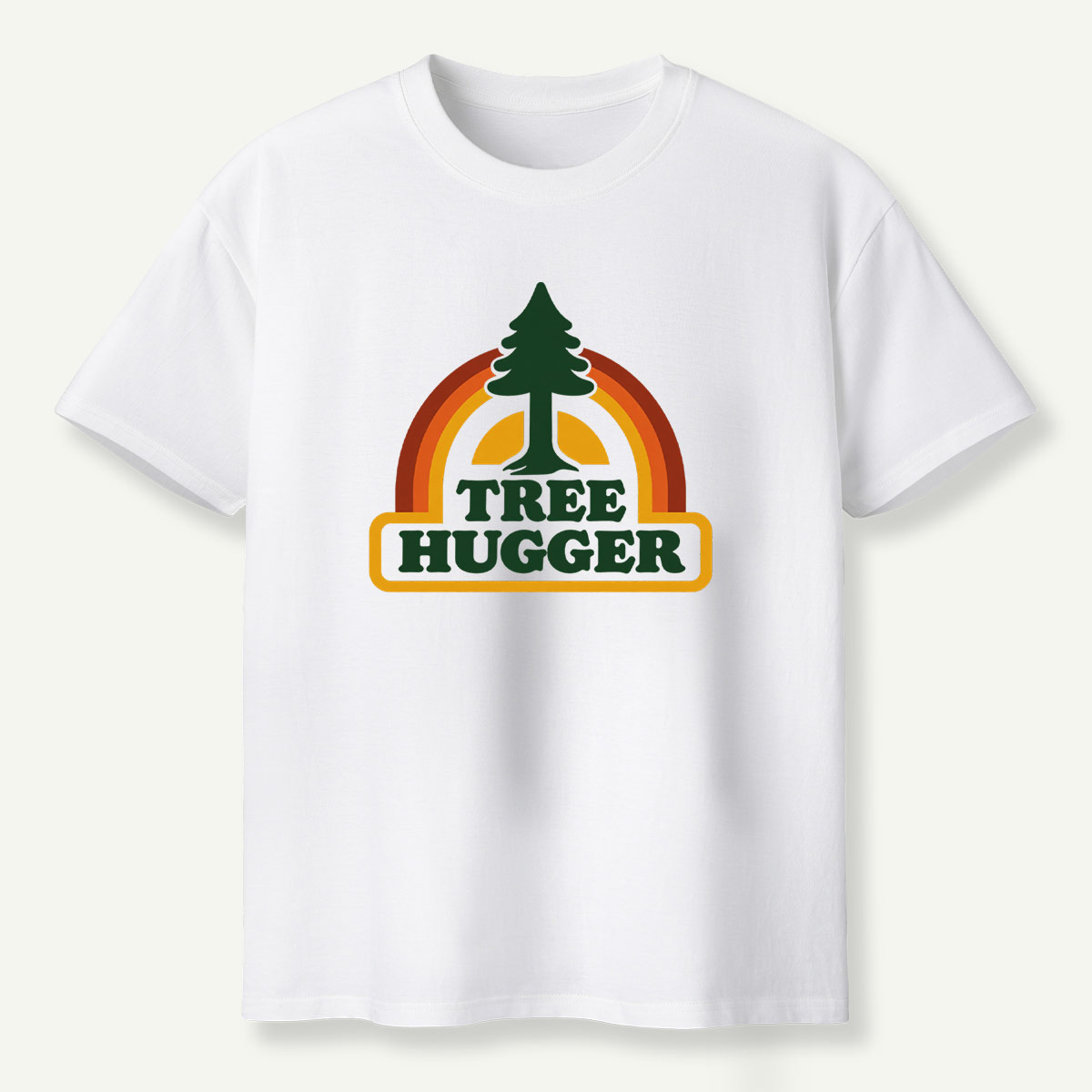 Tree Hugger Retro Rainbow Pine Badge T-Shirt