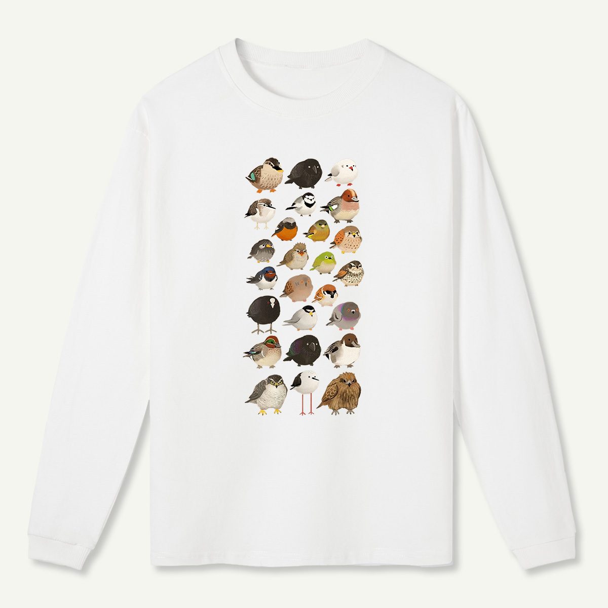 Bird Species Illustration Long Sleeve T-Shirt