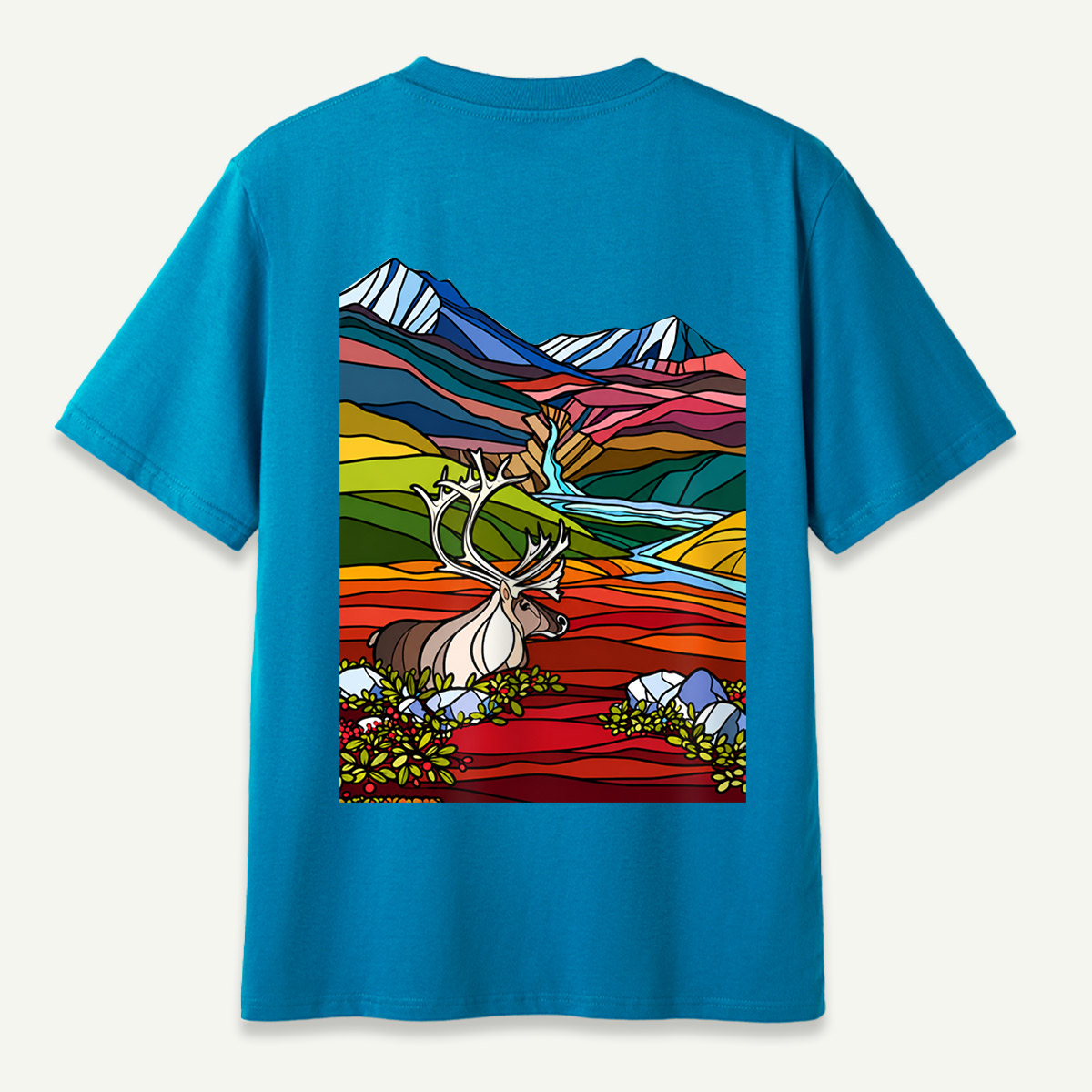 Caribou Tundra Mountain Valley Wilderness Landscape T-Shirt