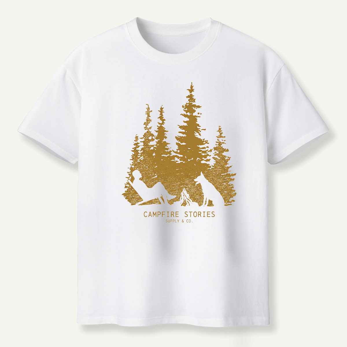 Golden Pine Forest Campfire Escape T-Shirt