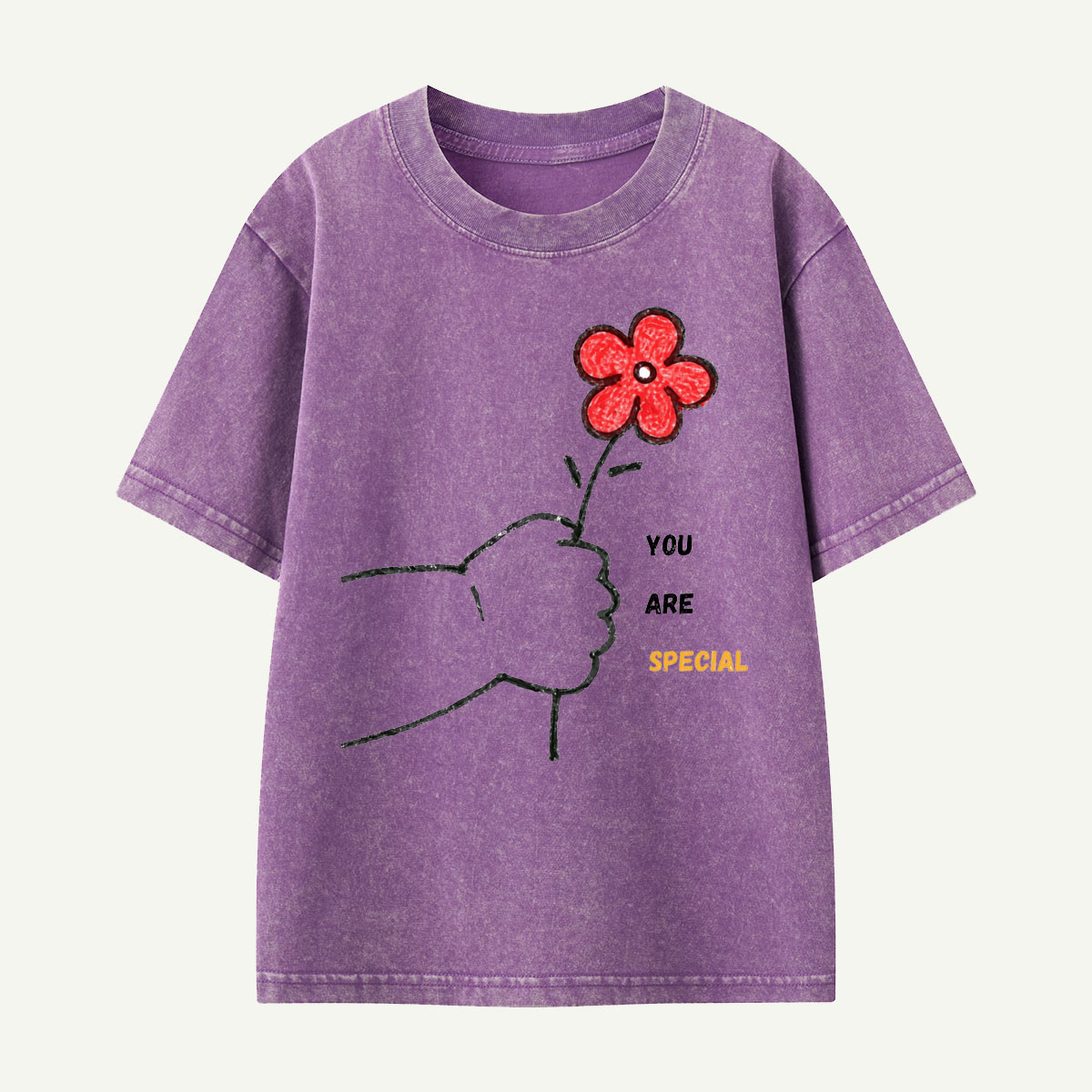 You Are Special Flower Hand Kids Washed T-Shirt