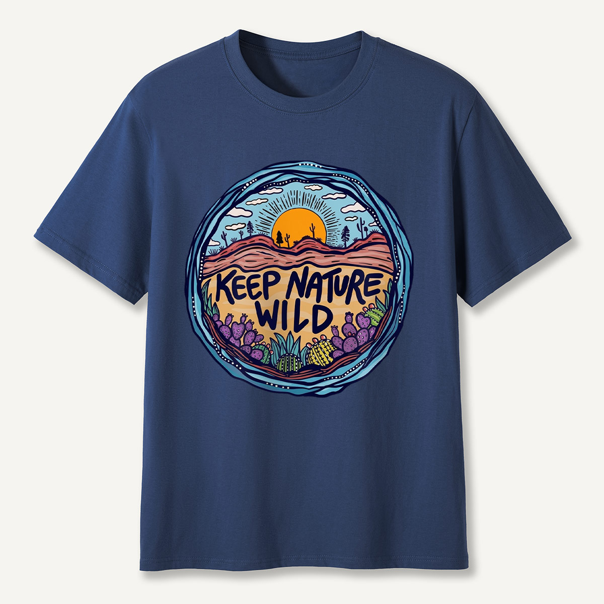 Desert Sunset Nature Badge Keep Nature T-Shirt