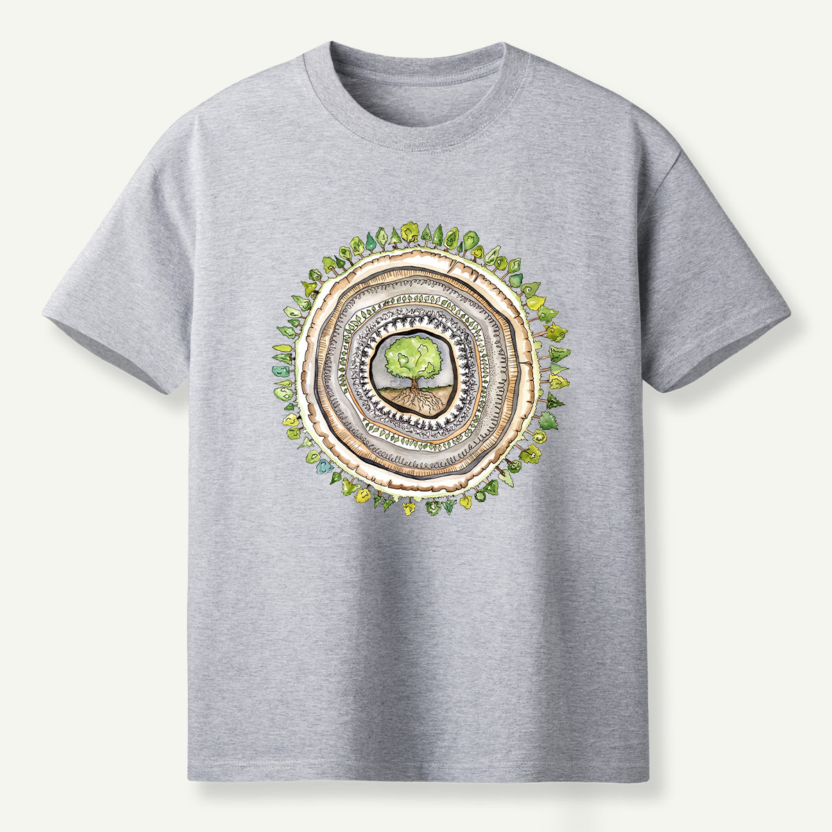 Tree Rings Nature Mandala T-Shirt