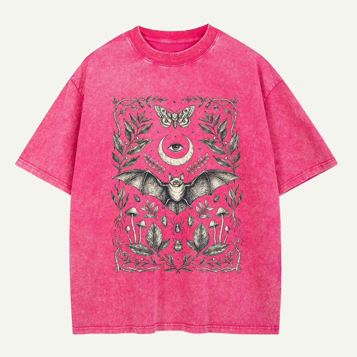  Moonlit Bat Botanica Washed T-Shirt