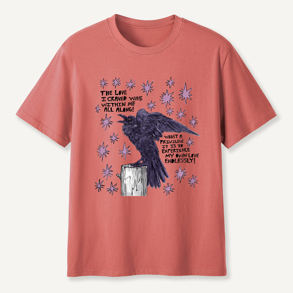 Cosmic Crow Self‑Love Quote T-Shirt