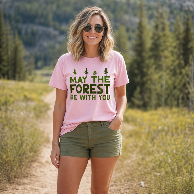 May the Forest Be With You Tree Line Mint T-Shirt