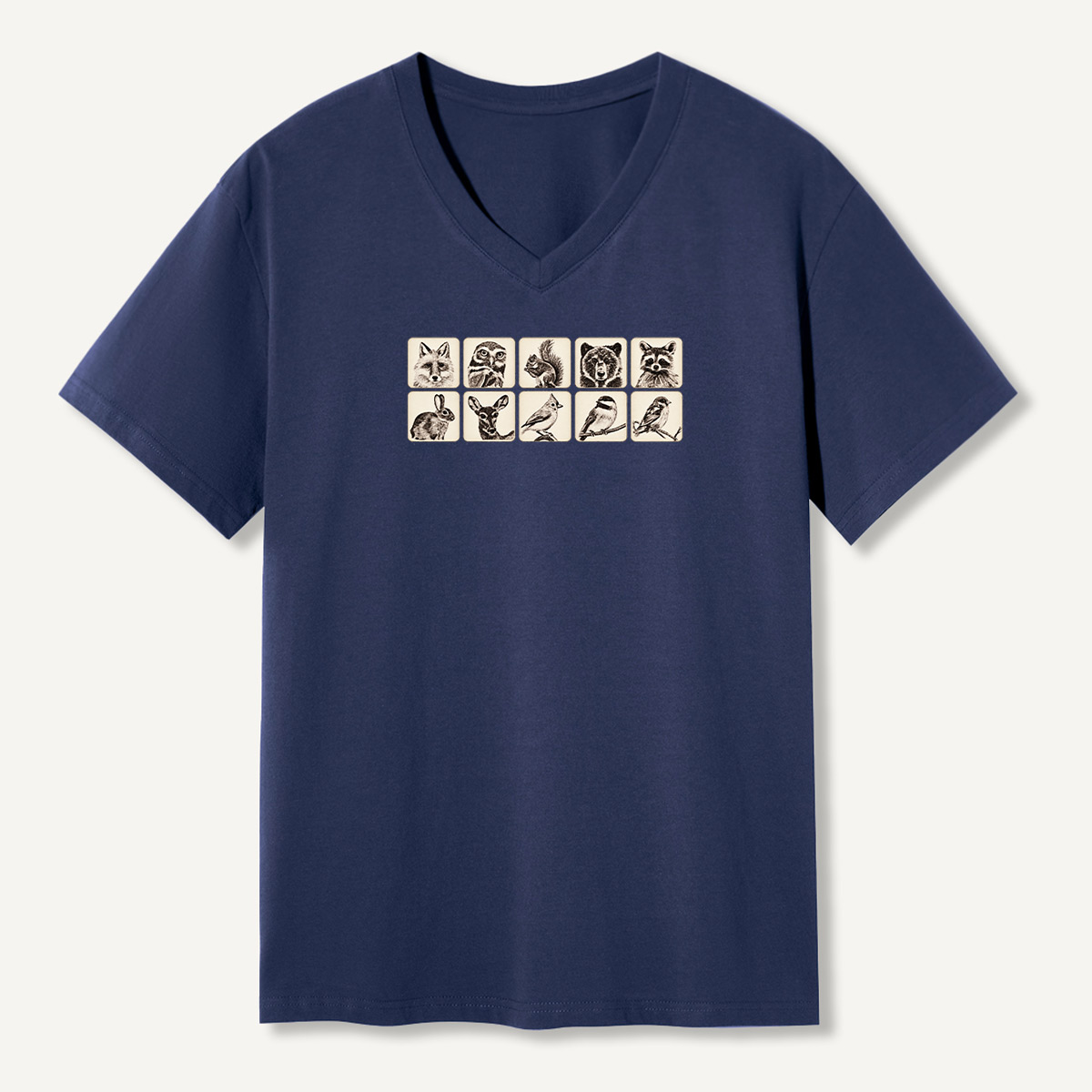 Vintage Woodland Animal Portrait Collection V-neck T-Shirt