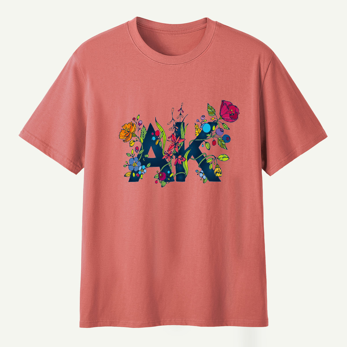 Floral Letter M Wildflower Botanical Collage T-Shirt