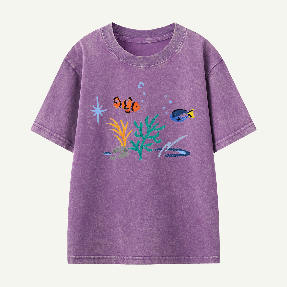 Colorful Reef Fish Underwater Kids Washed T-Shirt