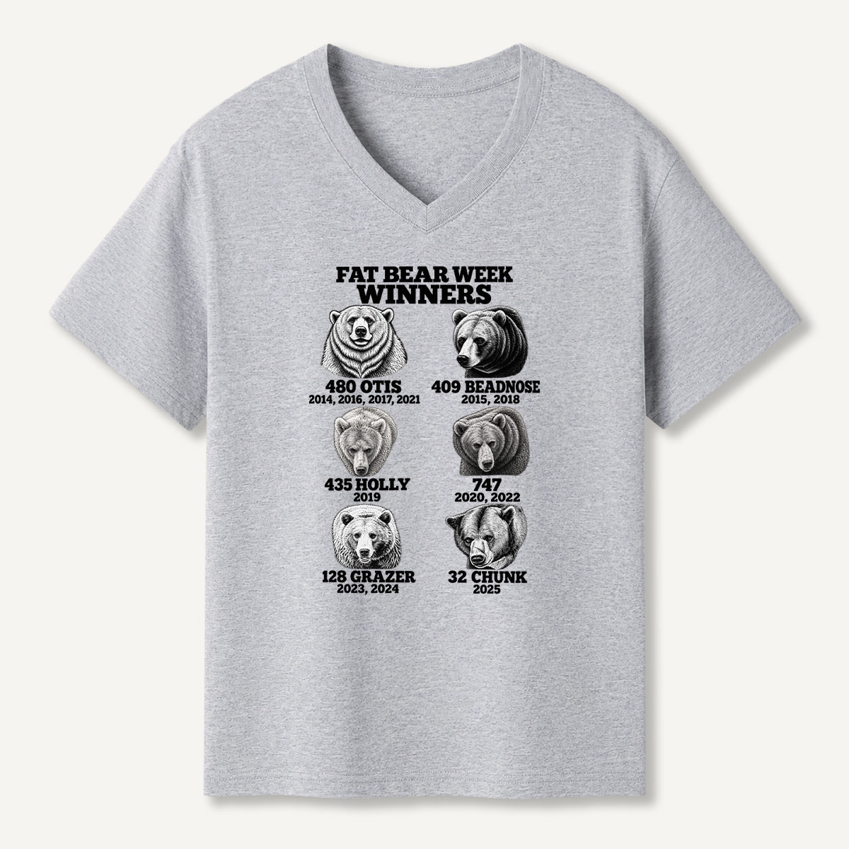 Fat Bear Week Winners Champion Bears Graphic V-neck T-Shirt