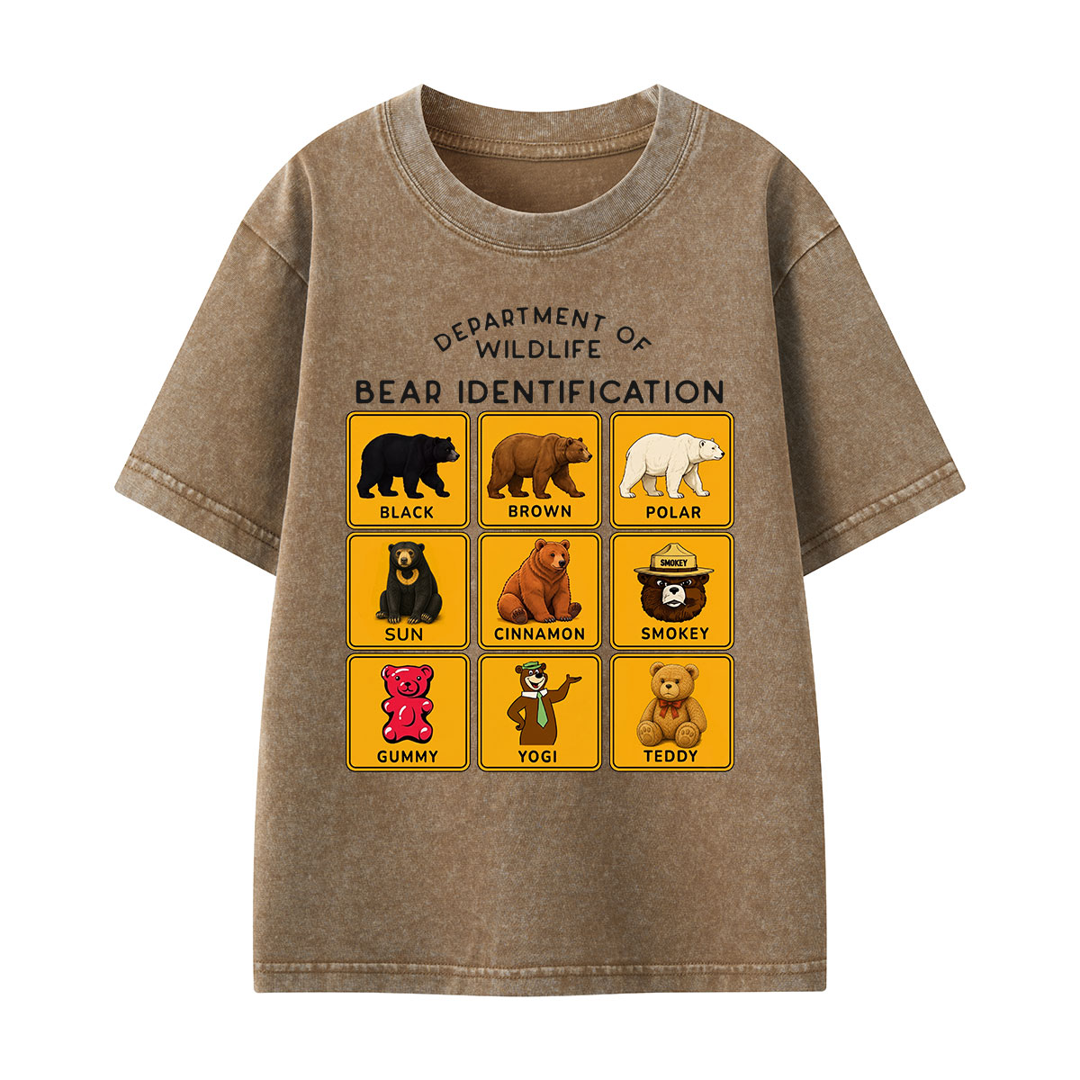 Department of Wildlife Bear Identification Kids Washed T-Shirt