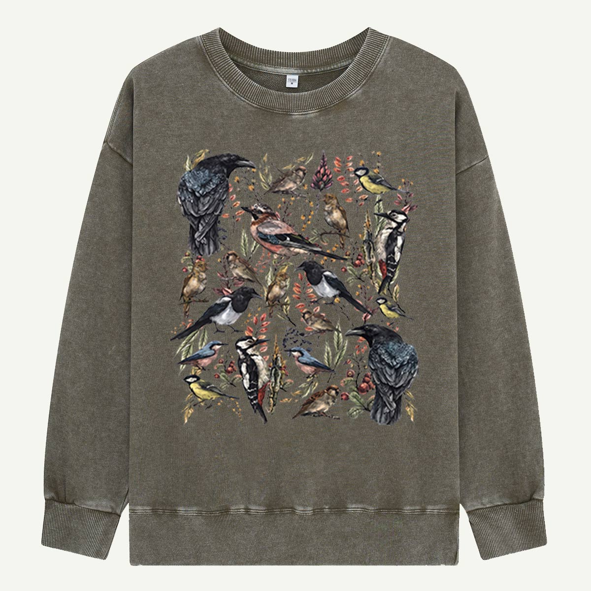 Vintage Wild Birds Botanical Washed Sweatshirts
