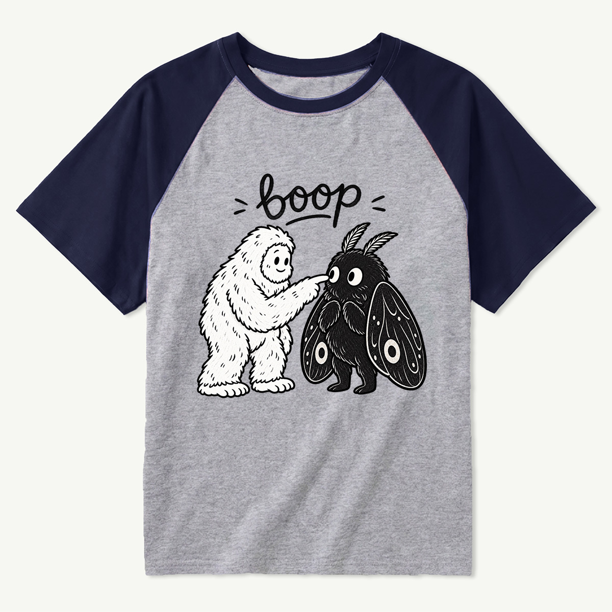 Boop Bigfoot And Mothman Cute Encounter Raglan T-Shirt