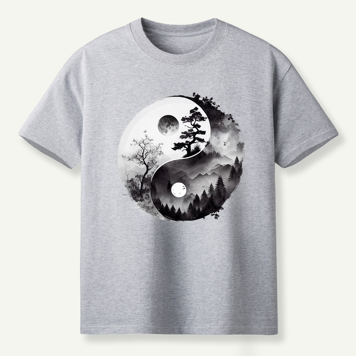 Yin Yang Mountain Forest Balance T-Shirt
