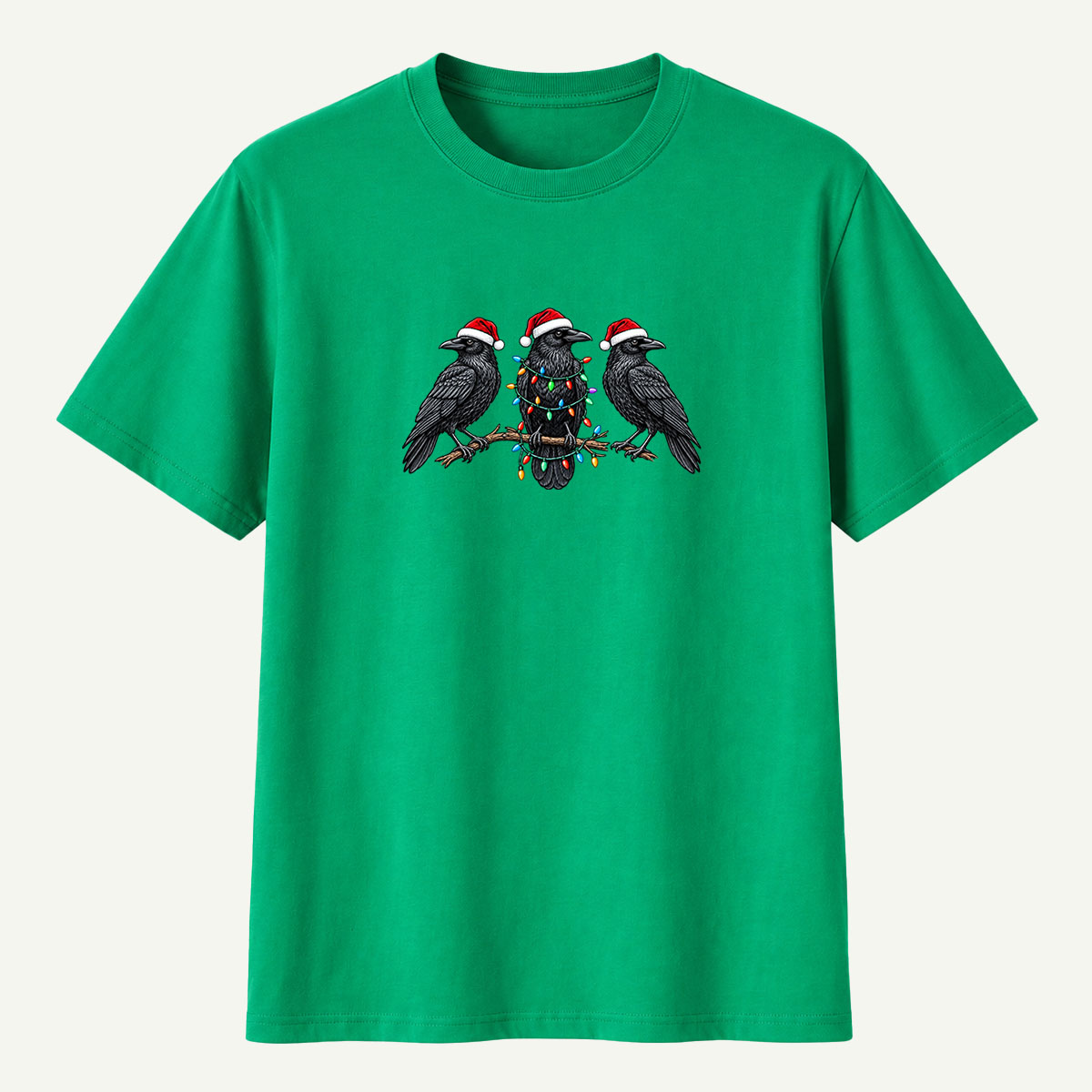 Christmas Ravens With Holiday Lights T-Shirt