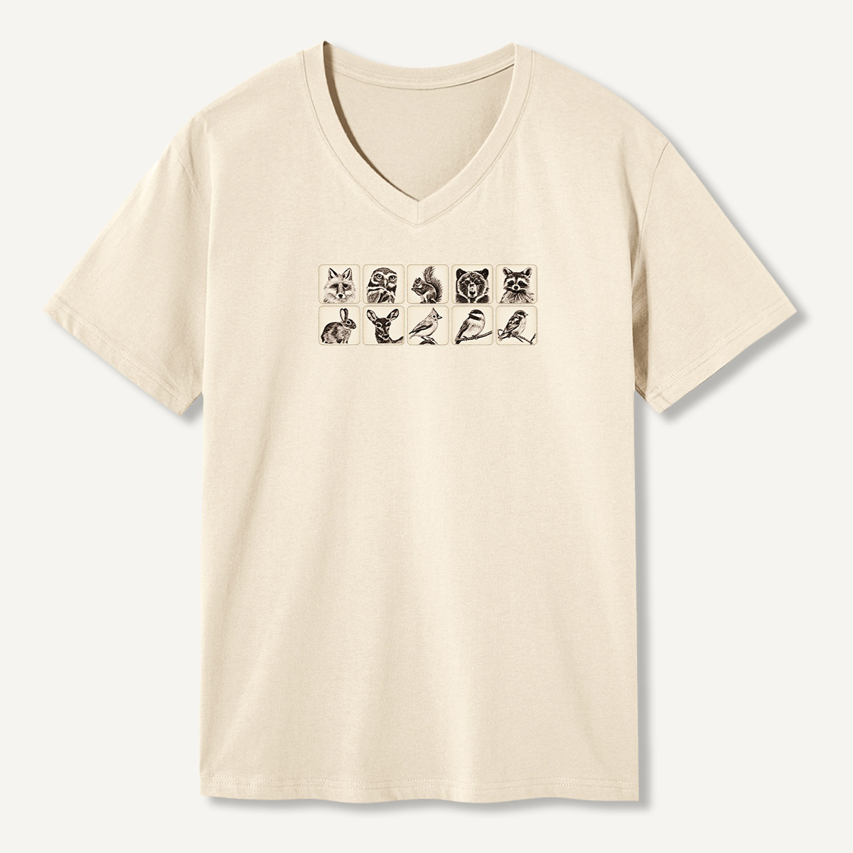 Vintage Woodland Animal Portrait Collection V-neck T-Shirt