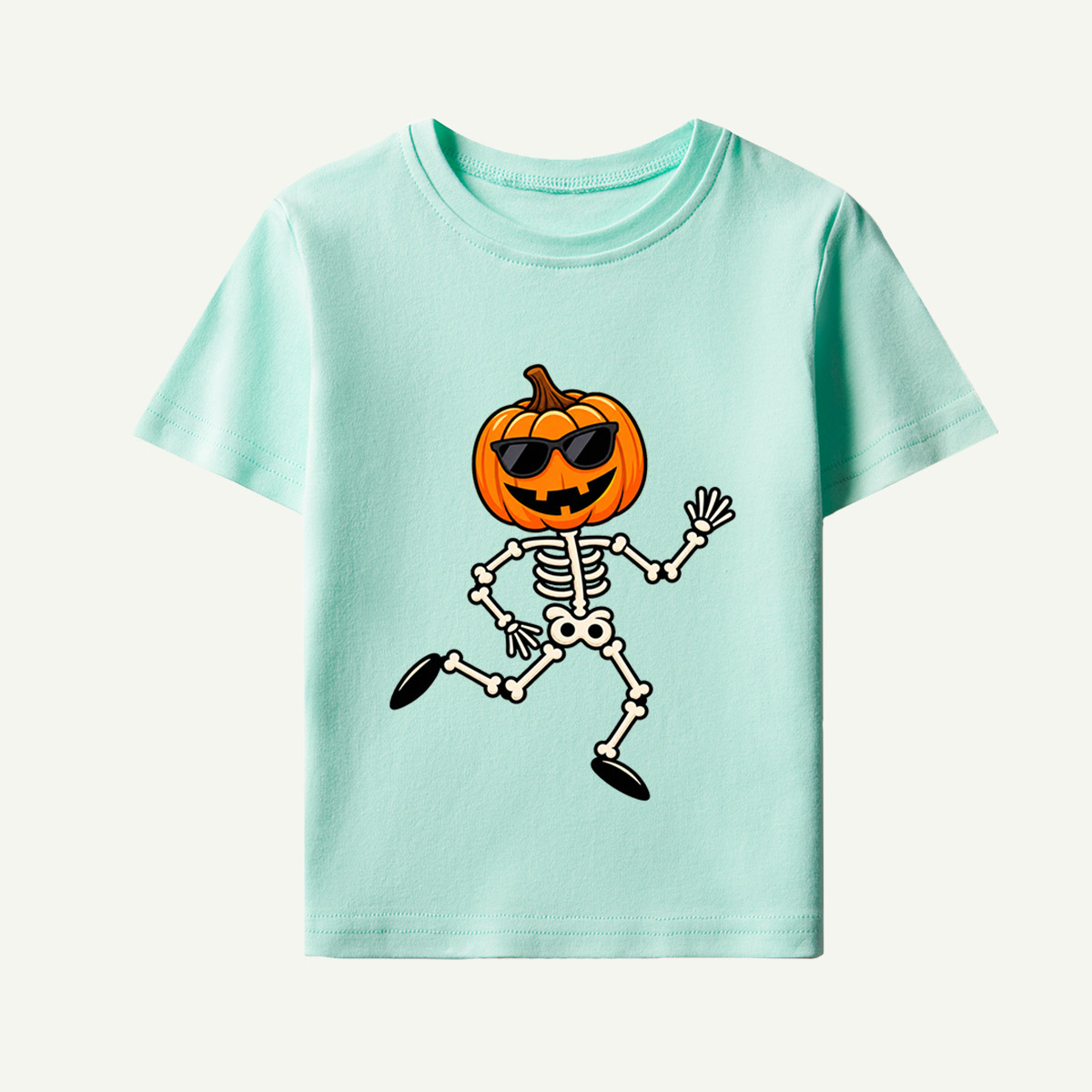 Cool Pumpkin Skeleton Running Kids T-Shirt