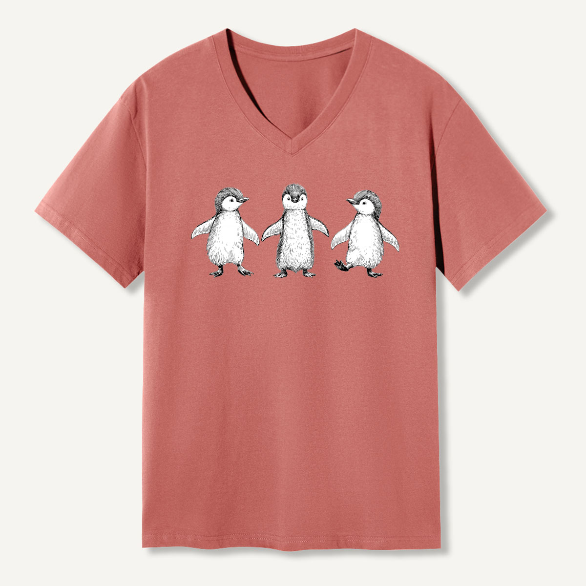 Three Penguins Walking Together V-neck T-Shirt
